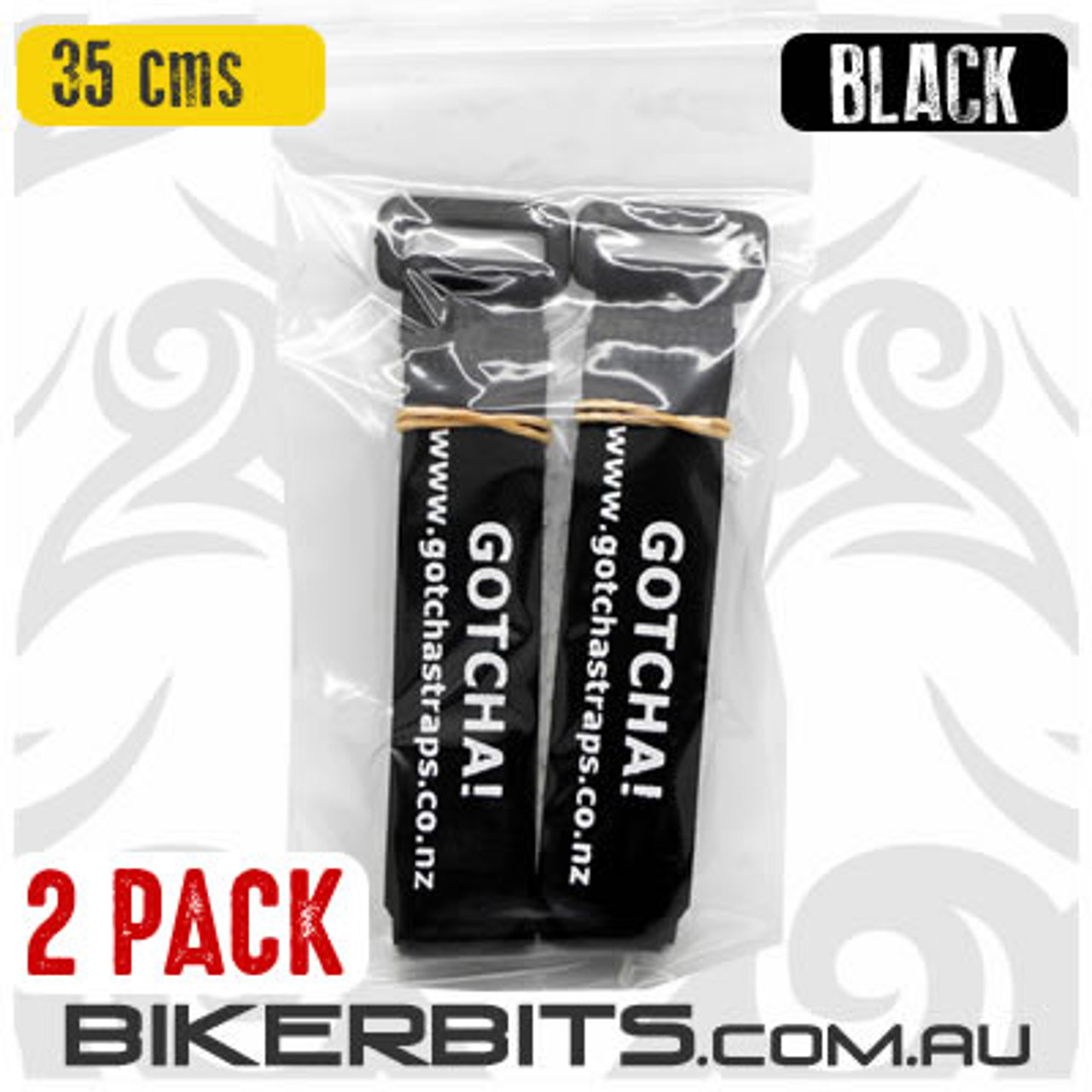 35cm long - 2 Pack - Black - Gotcha Straps