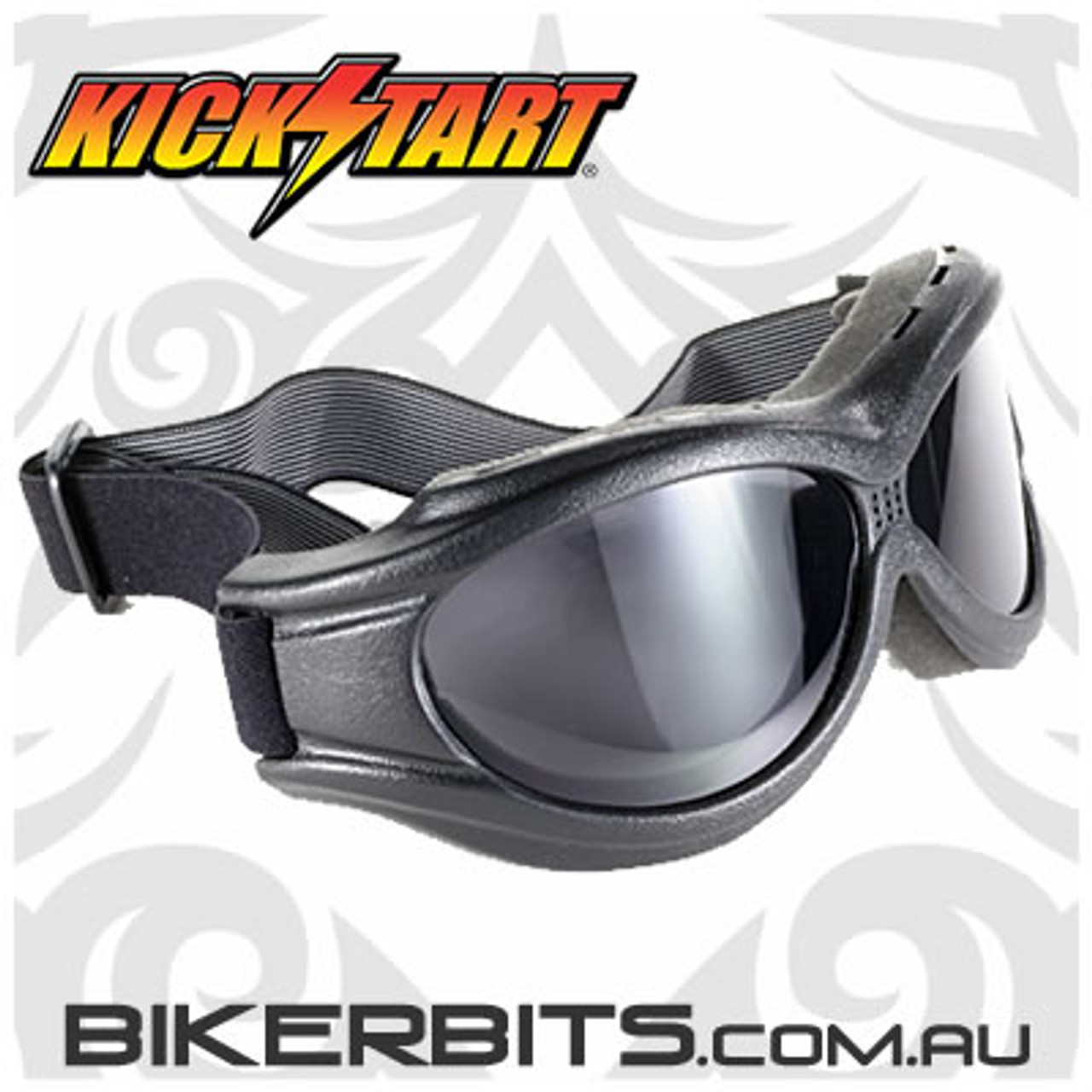Motorcycle Goggles - Kickstart Beast- Smoke/Black