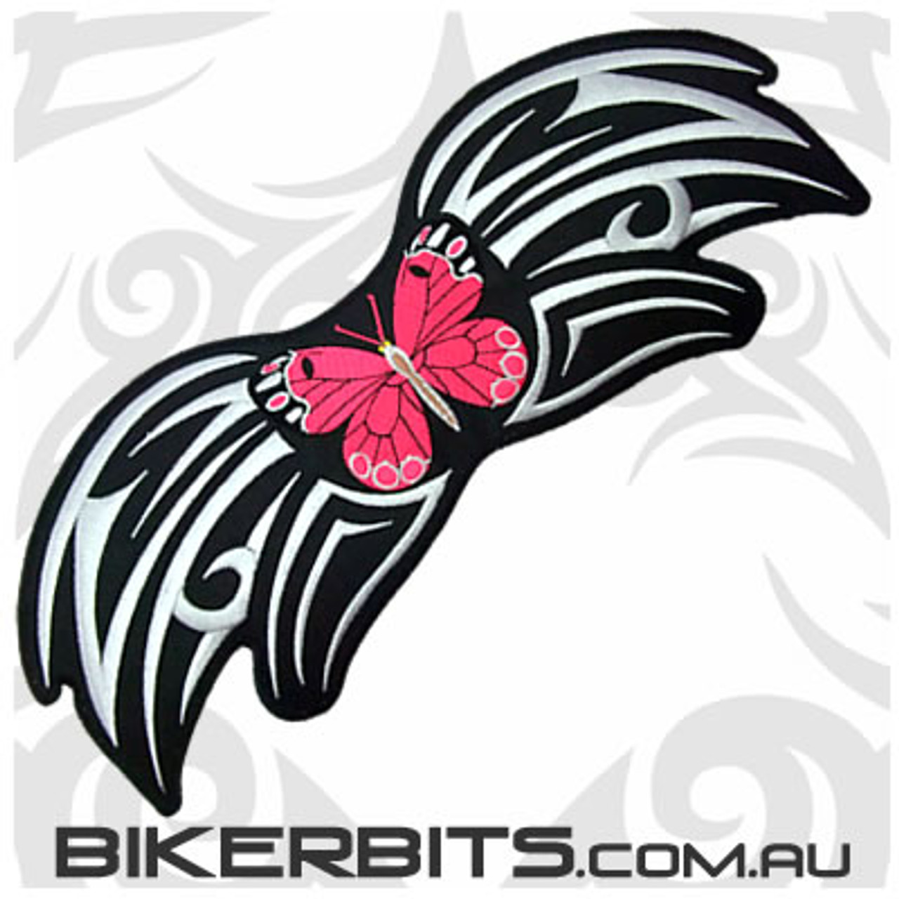 Pink Butterfly with Tribal Pattern Large Patch