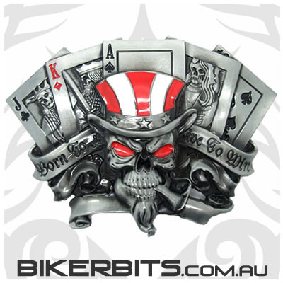 Belt Buckle - Live To Win Skull