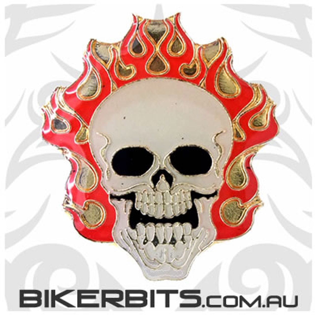 Flaming Skull Lapel Pin