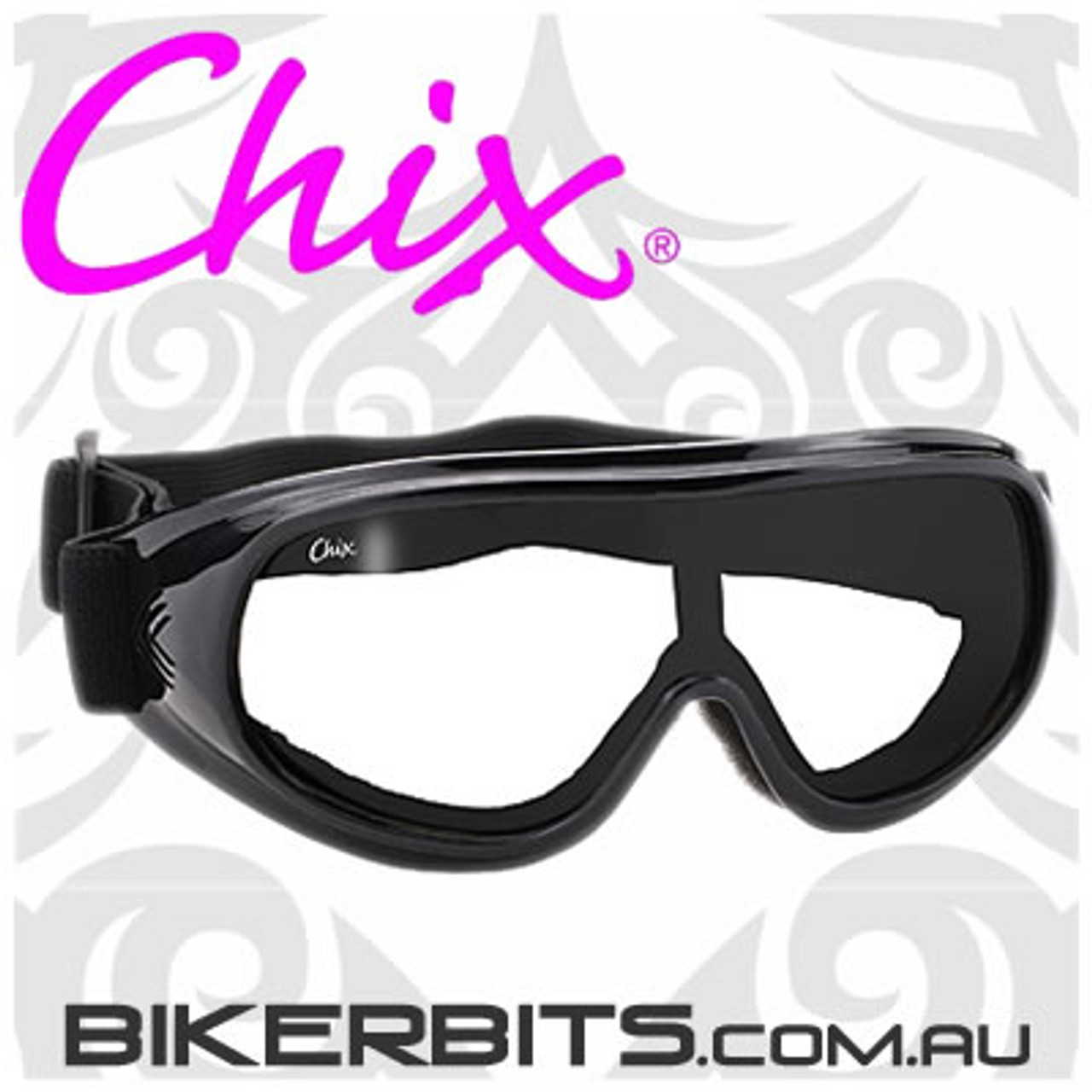 Motorcycle Goggles - Chix Goggles - Clear/Black