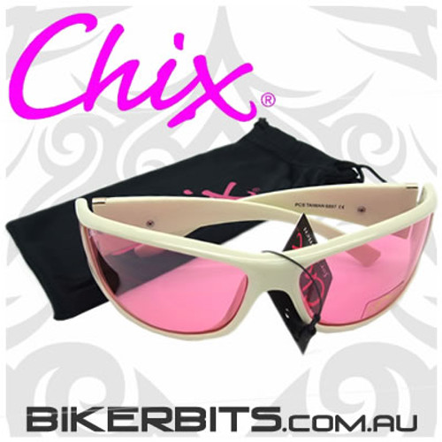 Motorcycle Sunglasses - Chix Eternity Pink/Cream, Pink Lens
