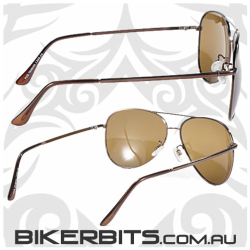 Motorcycle Sunglasses - Pilot - Polarized Brown/Copper