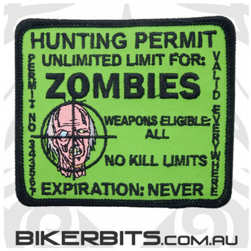 Green Zombie Hunter Hunting Permit Patch