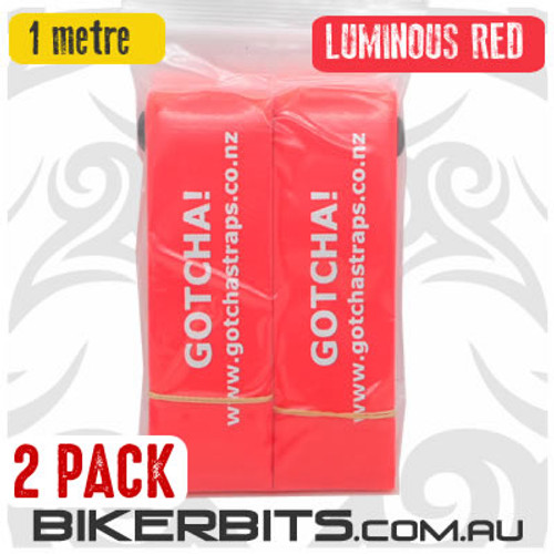 1 metre long - 2 Pack - Lum Red - Gotcha Straps