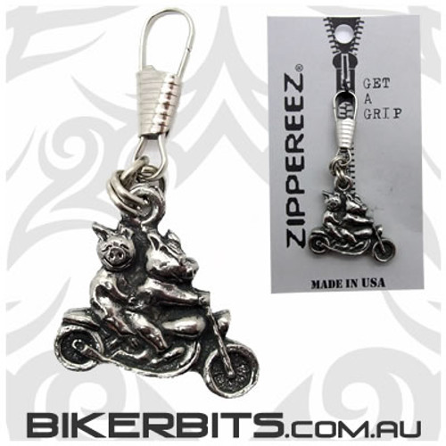 Hogs on a Motorcycle Zippereez Zipper Pull