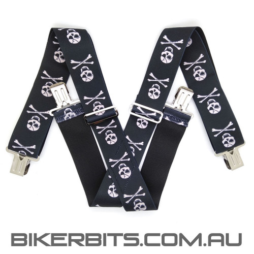 Skull & Crossbones Biker Suspenders