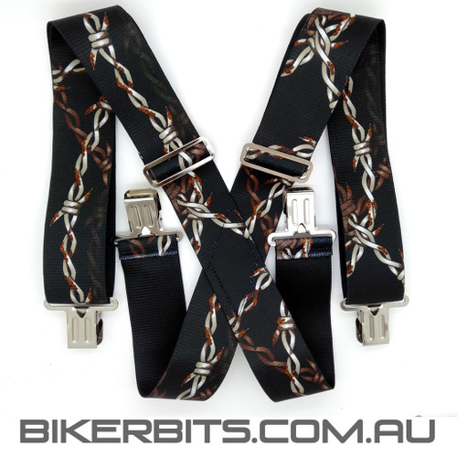Barbed Wire Biker Suspenders