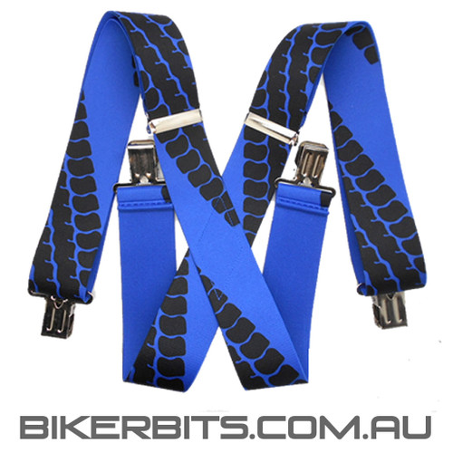 Blue Tyre Tread Biker Suspenders