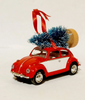 Beetle Bug Red Diecast Ornament with Tree