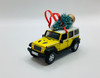 Yellow Jeep Wrangler JKU Ornament with Tree