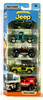 Anniversary Edition Jeep 5-Pack, 5 pack includes Jeep Willys 4X4 Pickup, '43 JEEP Willys, Jeep Hurricane Concept, '98 Jeep Wrangler and Jeep Wrangler Superlift