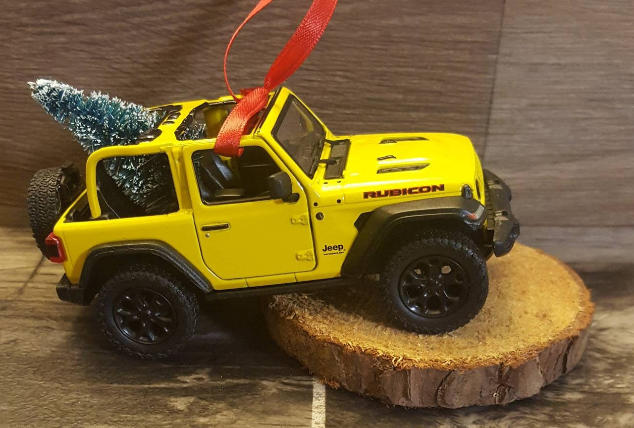 Jeep Wrangler JL Rubicon Yellow Christmas Ornament