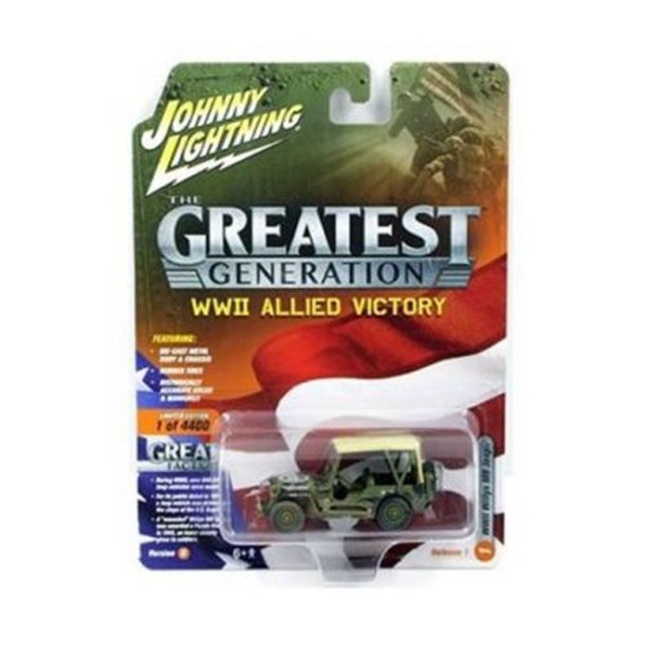 Johnny Lightning 1:64 The Greatest Generation: WWII Allied Victory – Willys  MB Jeep with Beige Soft Top