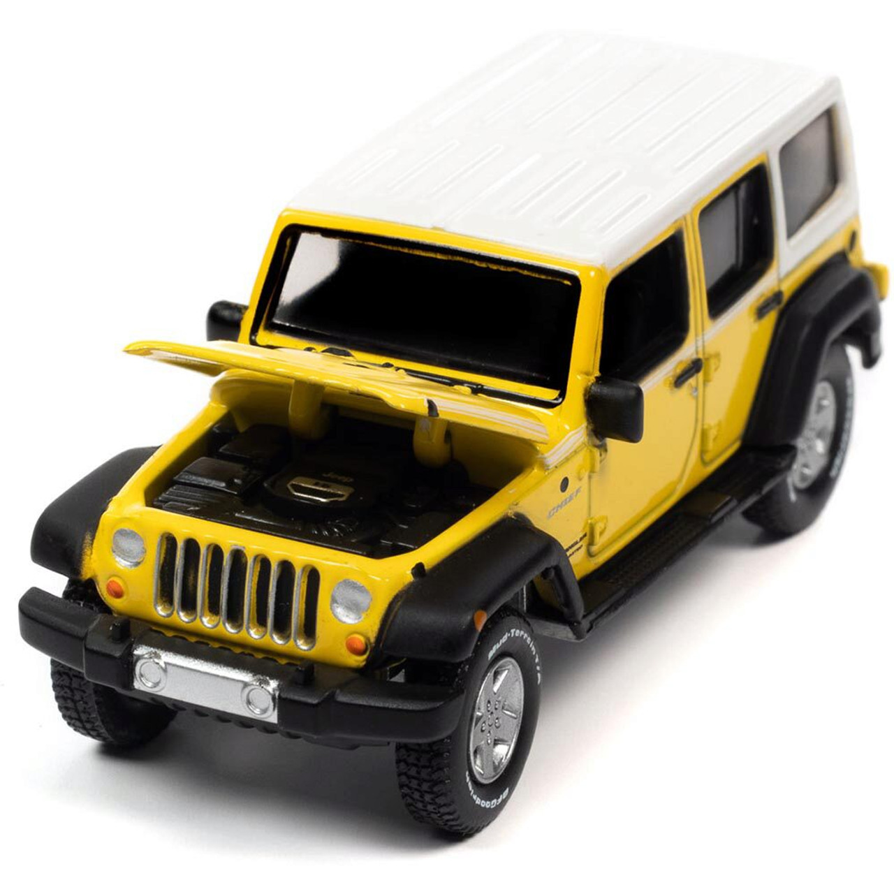 2017 Jeep Wrangler Chief Edition - Acid Yellow w/White Roof & White Side Stripe  1:64 Scale Diecast Replica Model