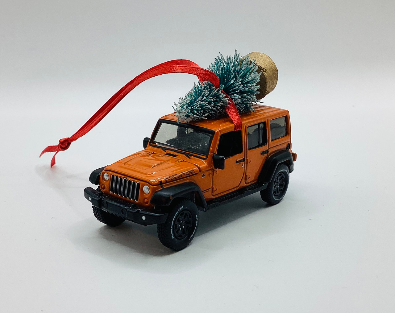 Orange Jeep Wrangler JKU Ornament with Tree