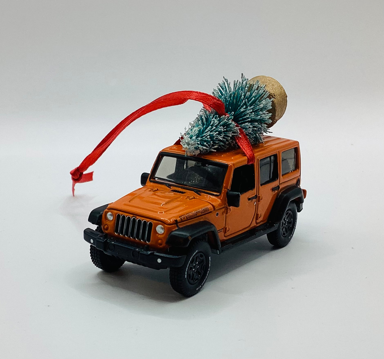 Orange Jeep Wrangler JKU Ornament with Tree