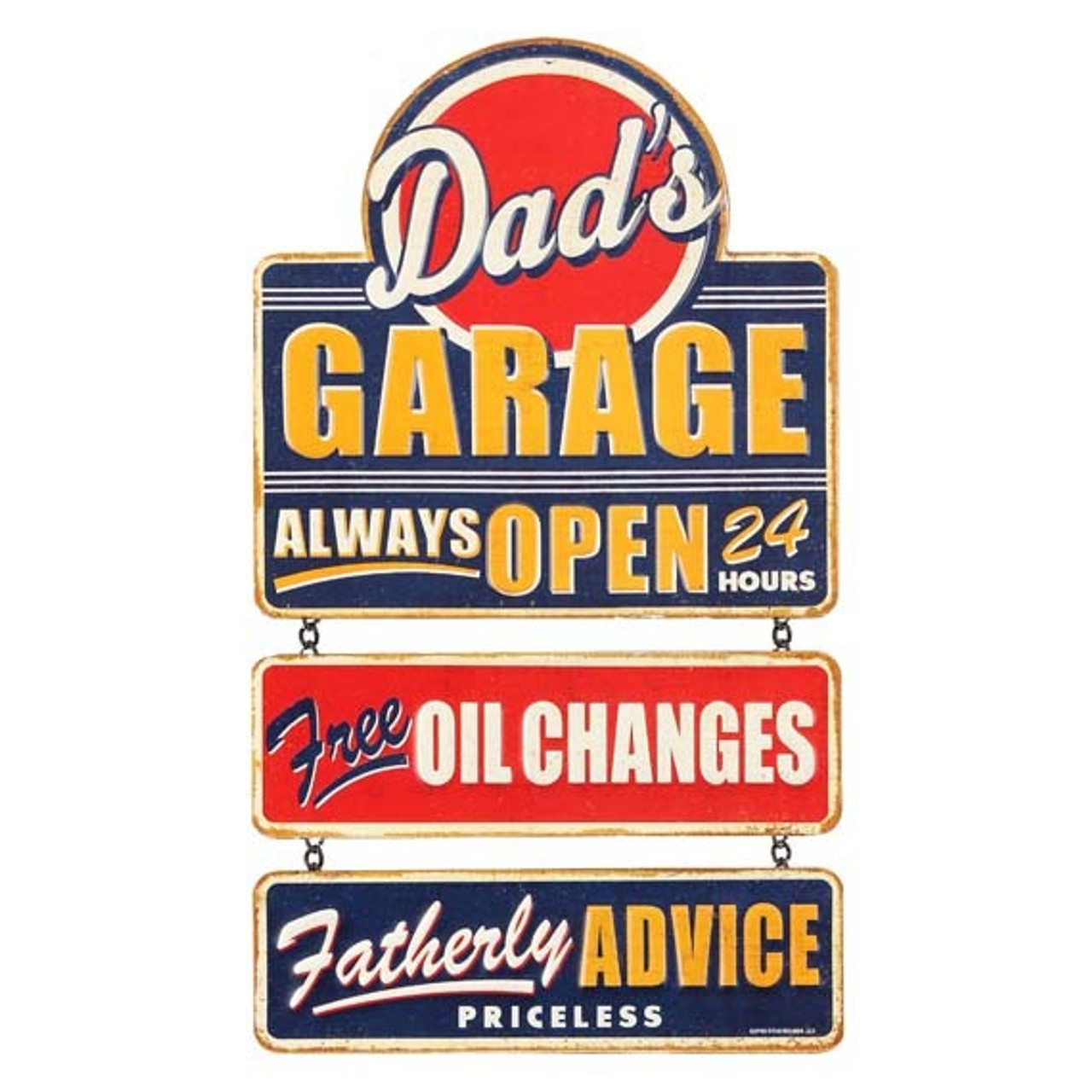 DAD'S GARAGE LINKED TIN SIGN