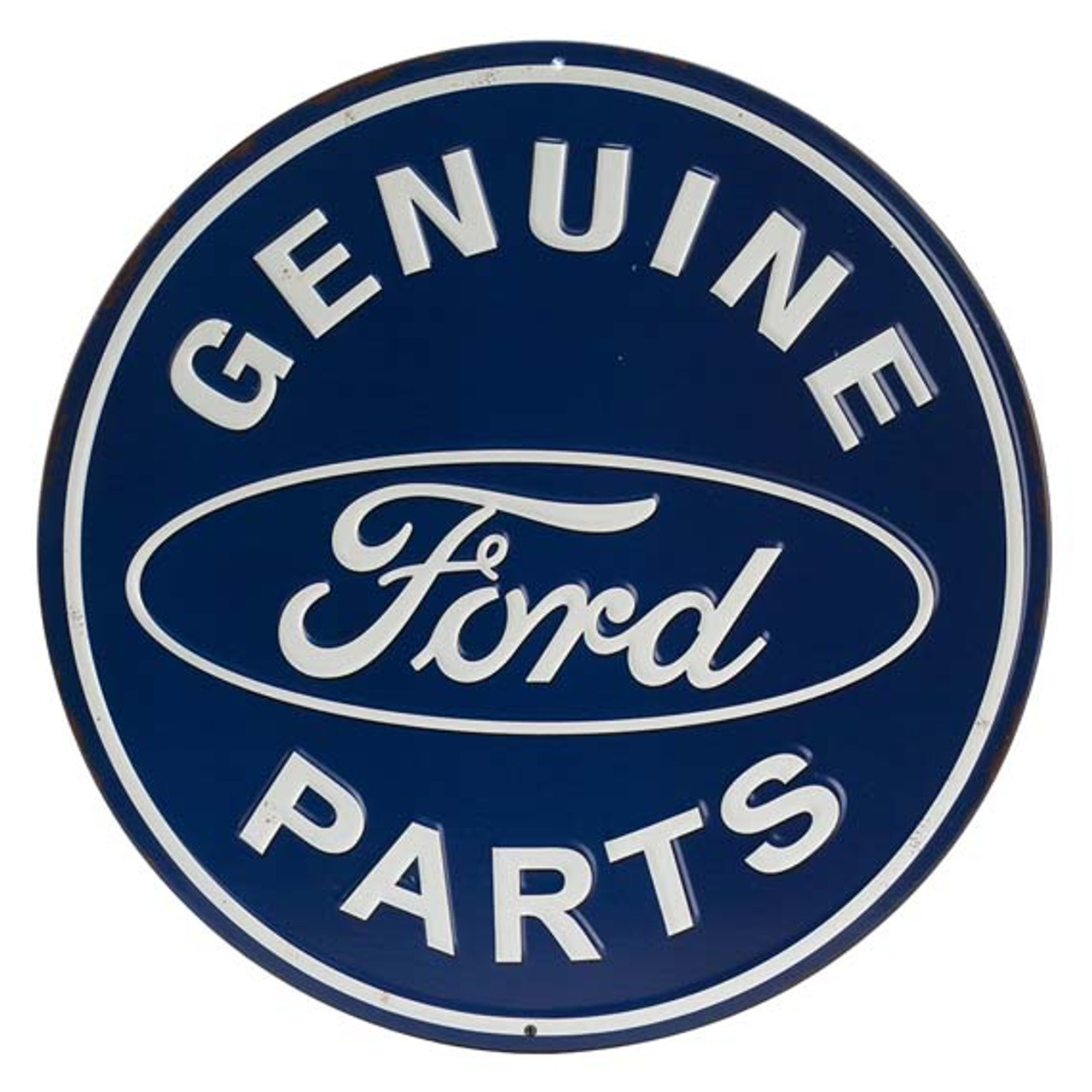 FORD GENUINE PARTS ROUND EMBOSSED TIN SIGN