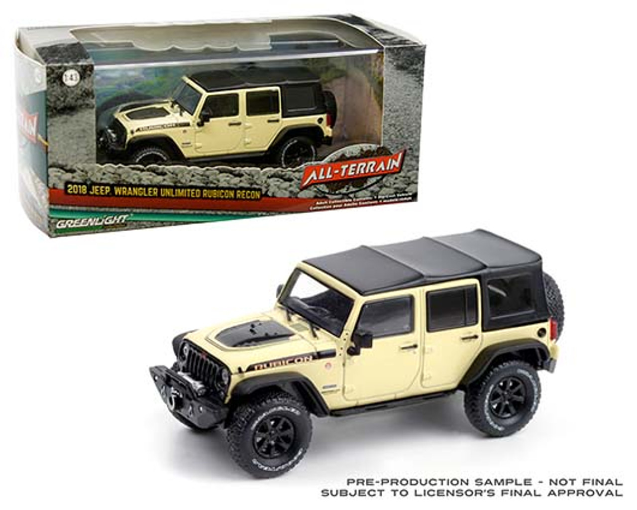 Greenlight 1:43 2018 Jeep Wrangler Unlimited Rubicon Recon with Off-Road  Parts (Gobi)