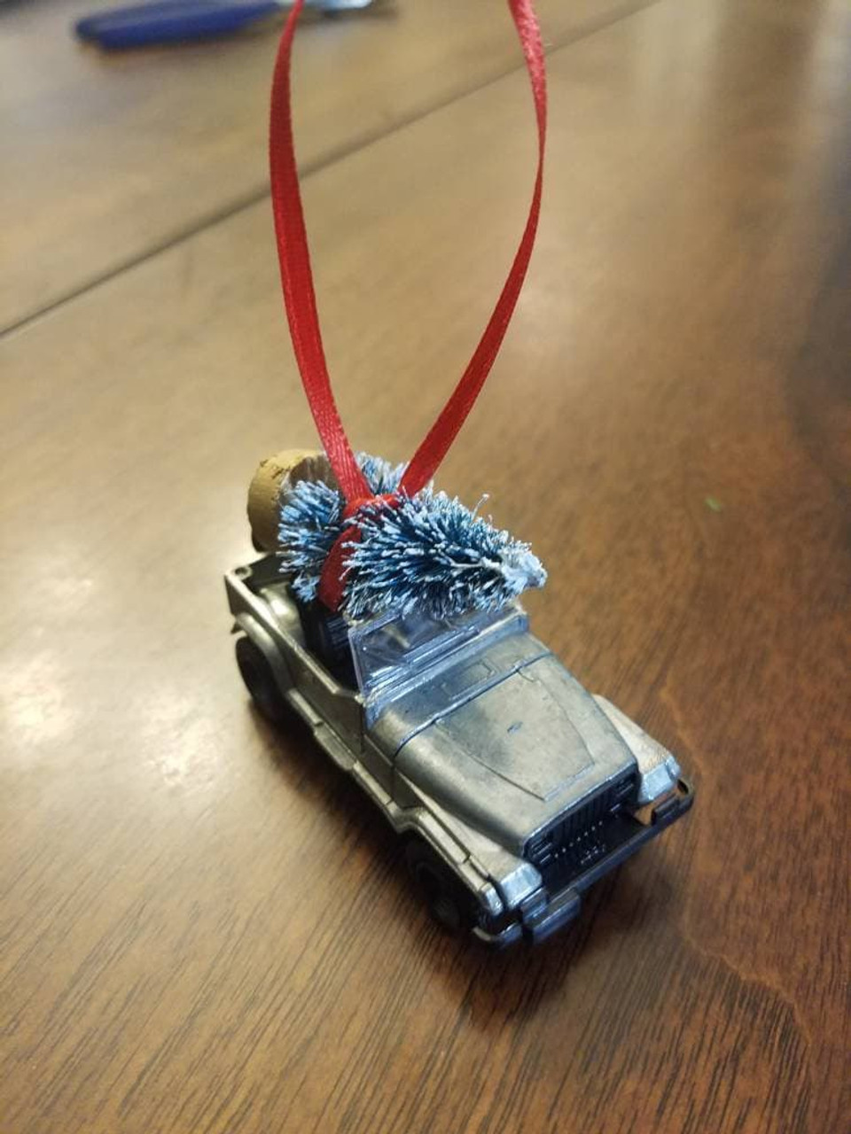 Silver Jeep Wrangler YJ Ornament