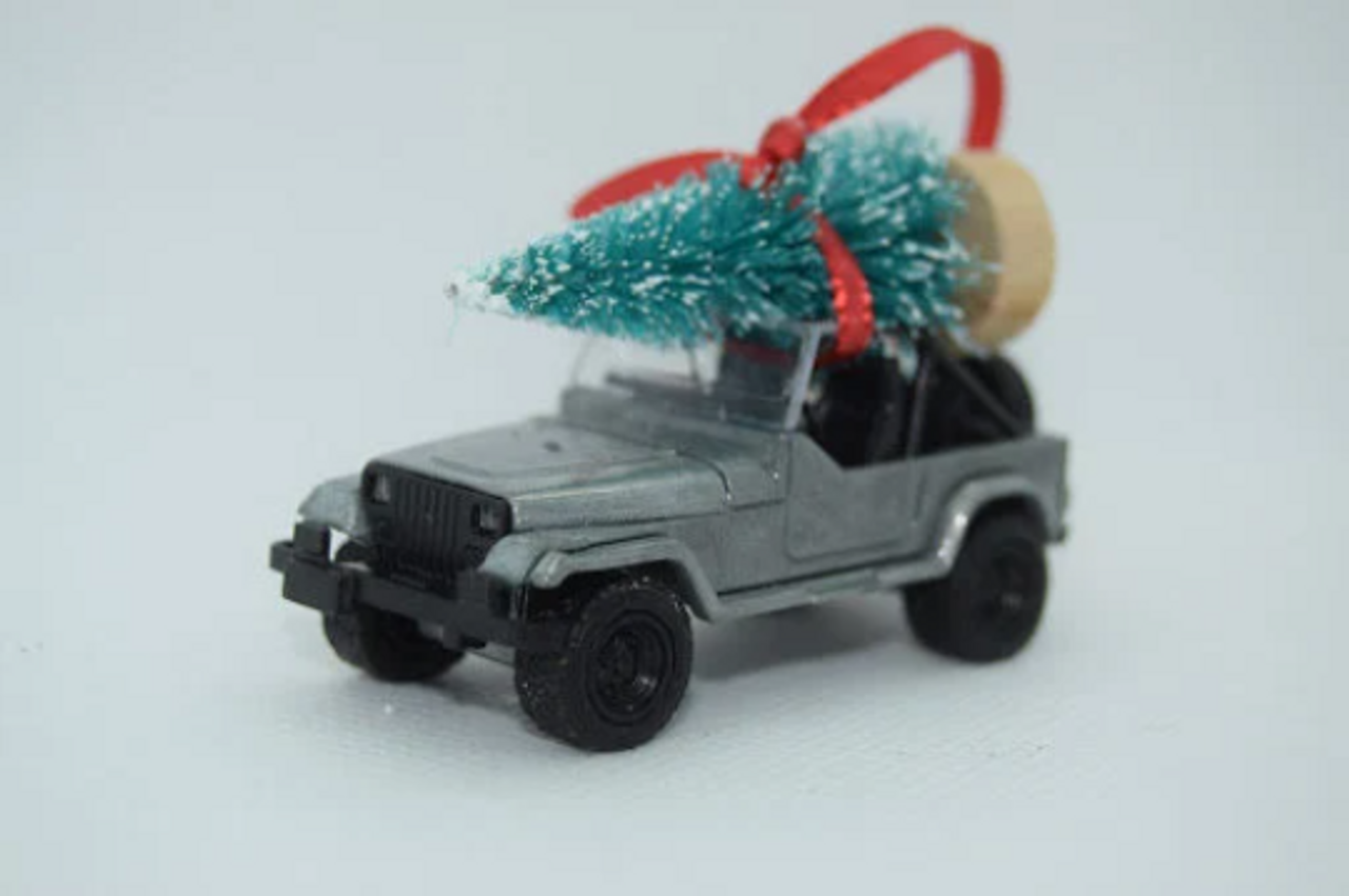 Silver Jeep Wrangler YJ Ornament