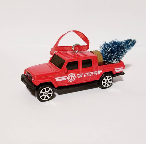 Jeep Gladiator Fire Rescue Ornament with Tree Jeep Gladiator Fire Rescue Ornament with Tree