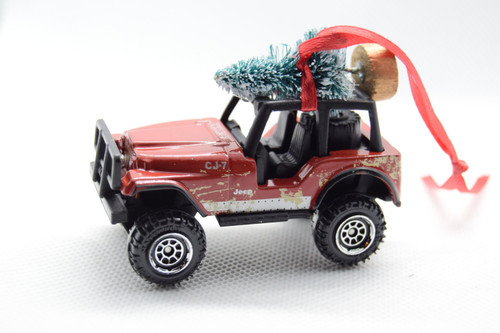 Jeep CJ Christmas Ornament with Tree