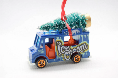 Ice Cream Food Truck Christmas Ornament with Tree Blue Ice Cream Food Truck Christmas Ornament with Tree Blue