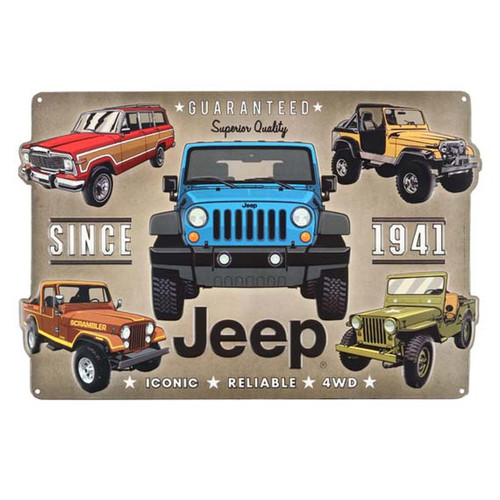 JEEP EMBOSSED TIN SIGN IONIC, RELIABLE,4WD JEEP EMBOSSED TIN SIGN IONIC, RELIABLE,4WD