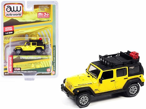 Auto World 1:64 Custom 2018 Jeep Wrangler Rubicon Unlimited Yellow Roof Rack Auto World 1:64 Custom 2018 Jeep Wrangler Rubicon Unlimited Yellow Roof Rack