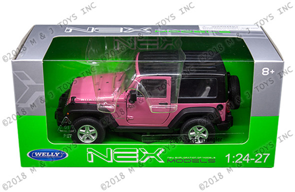 Welly 1:24 W/B - 2007 Jeep Wrangler Pink with Black Top) Welly 1:24 W/B - 2007 Jeep Wrangler Pink with Black Top)