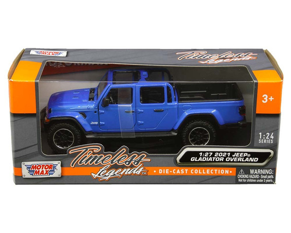 Motormax 1:27 2021 Jeep Gladiator Overland Open Top (Blue) - Timeless Legends Window Box Motormax 1:27 2021 Jeep Gladiator Overland Open Top (Blue) - Timeless Legends Window Box