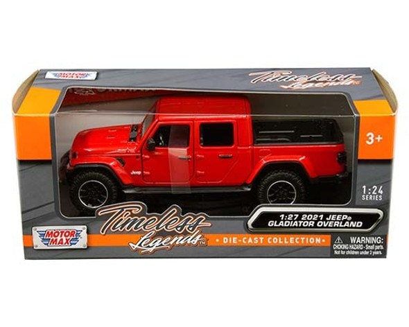 Motormax 1:27 W/B - Timeless Legends - 2021 Jeep Gladiator Overland Hard Top (Red) Motormax 1:27 W/B - Timeless Legends - 2021 Jeep Gladiator Overland Hard Top (Red)