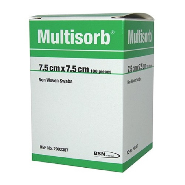 Multisorb NonWoven Swabs 7.5 x 7.5cm 8 Ply 100 Pack