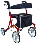 PAB821 Euro Style 10" Front X-Fold Rollator - Mobility Walker - Red