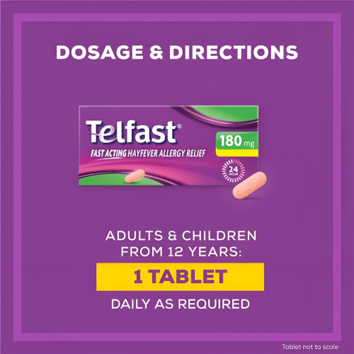 Telfast Hayfever Allergy Relief 180mg Antihistamine Tablets Non-Drowsy 