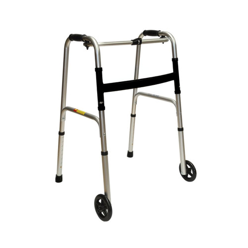 2 Button Folding Walking Frame With 5” Castors - Each - Red Cross Bar