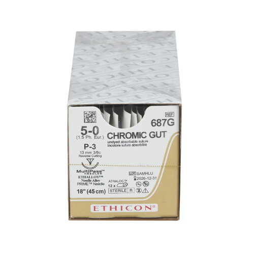 Catgut Chromic 5-0 13mm P-3 45cm - 12 Pack