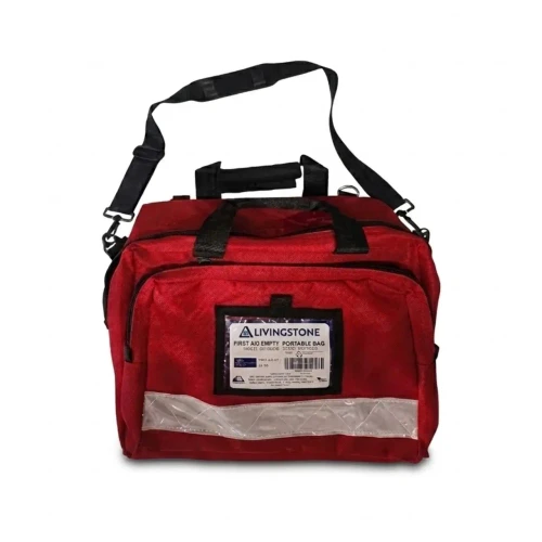 First Aid Empty Multi Compartment Heavy Duty Carry Bag with Reflective Band, High Risk, Red
