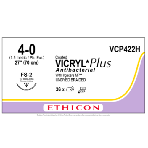 Coated Vicryl Plus 4-0 19mm FS-2 70cm Suture Undyed