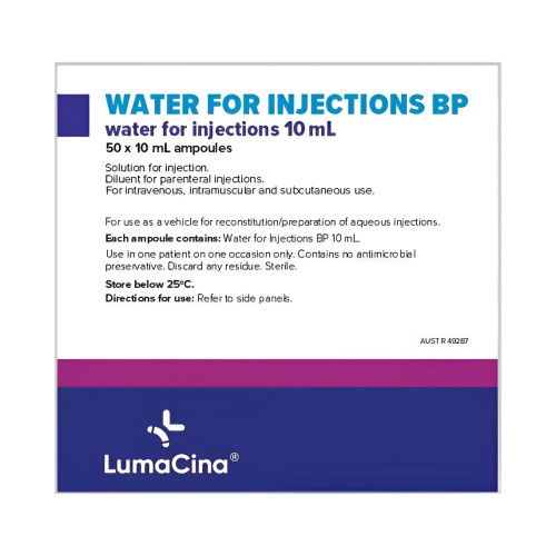 Water For Injection 10ml Ampoules - 50 Pack