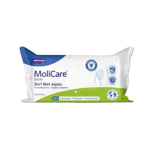 Molicare Skin 3in1 Wet Wipes White - 30 Pack