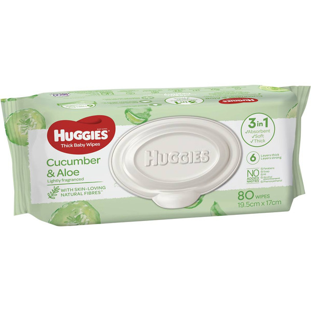 Huggies Baby Wipes Cucumber & Aloe - 80 Pack