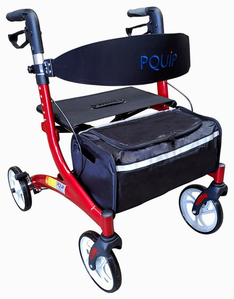 Heavy Duty Euro 8" X-Fold Rollator - Red - Mobility Walker