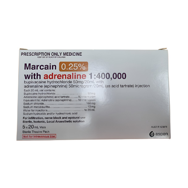 Marcain 0.25% + Adrenaline 20mL 1:400
