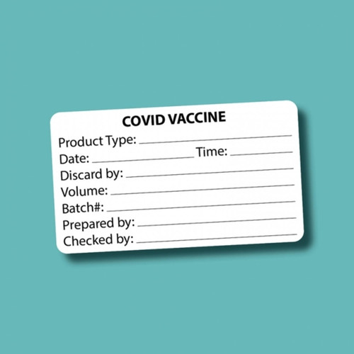 Immunization Label COVID Vaccine Label 70 x 40mm - 500 Labels Per Roll