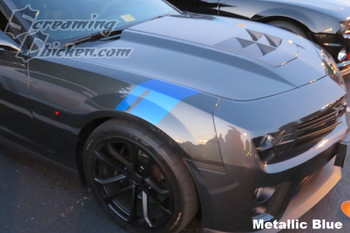 2010-15 Camaro Gen6 Hash Mark Stripes- metallic blue