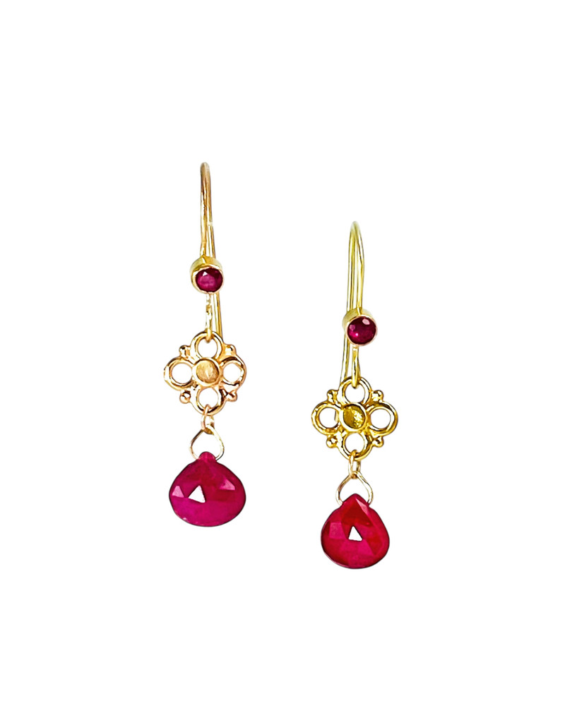 Ruby and 14K gold earrrings